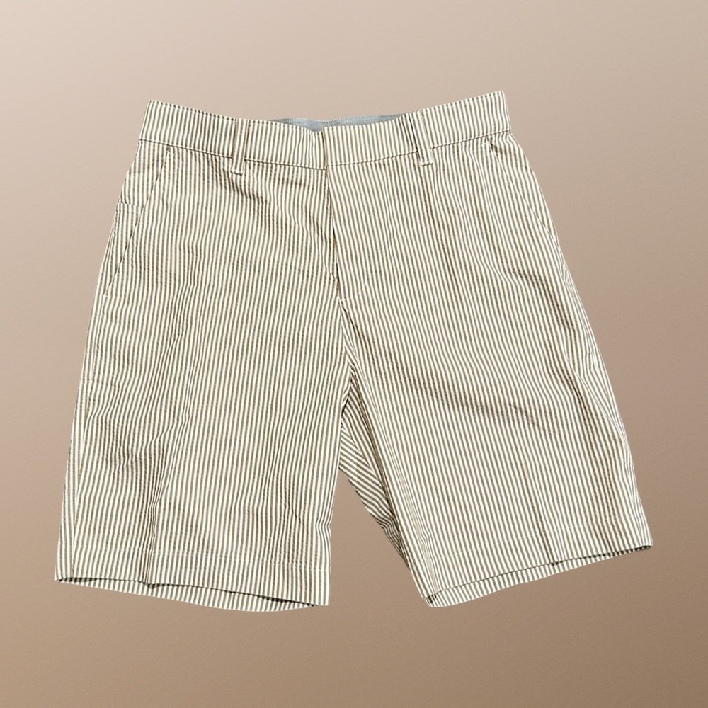 Nike Tour Golf Shorts 8" Chino Dri-FIT Tan Seersucker Cream Men's 32 FQ2091-200